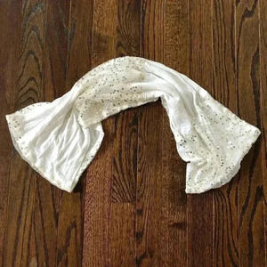 Vintage American Eagle Linen Infinity Scarf with Gold Sequins